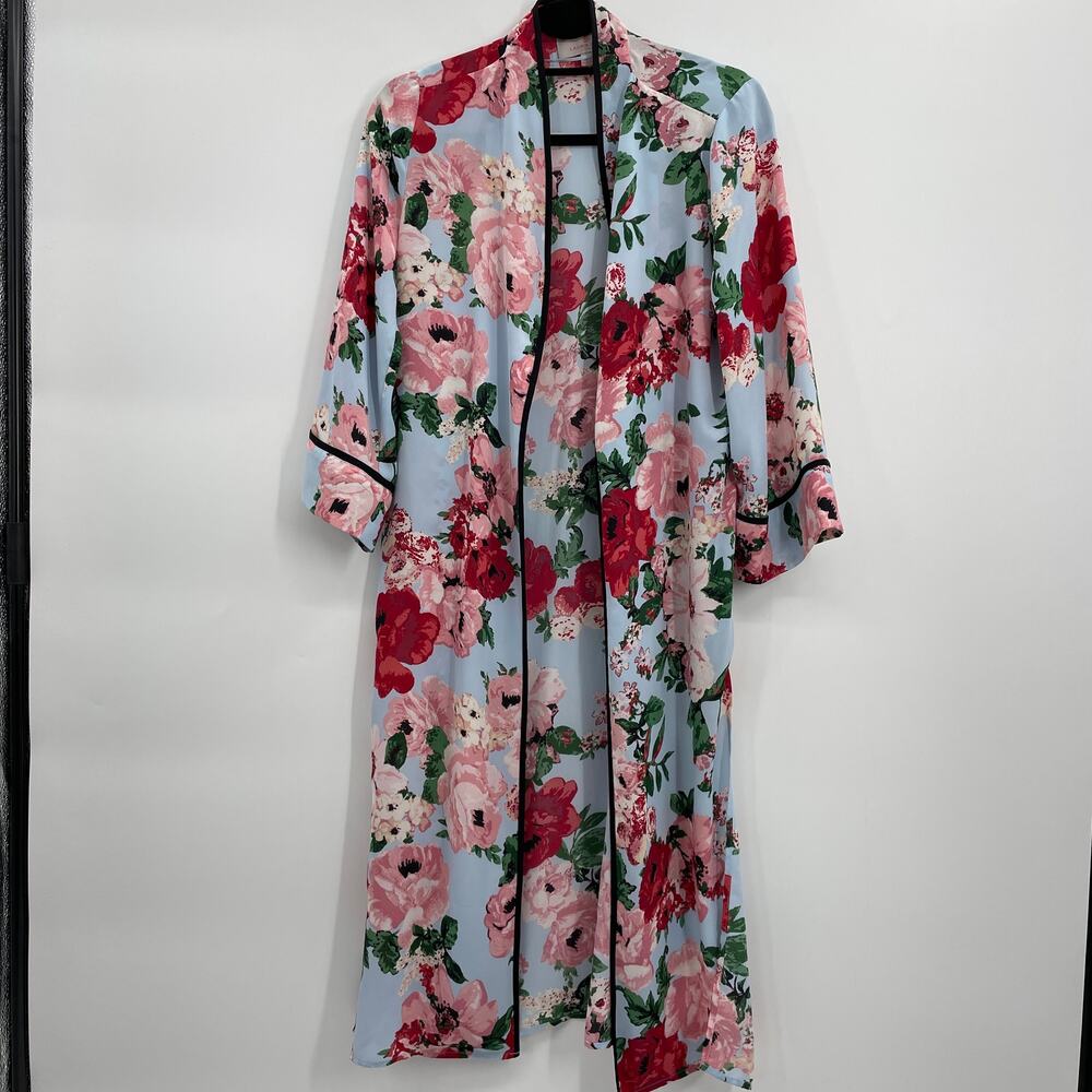 LAURIE FELT Kimono Floral Chiffon Long Sleeve Open Front Oversize Womens Sz XXS